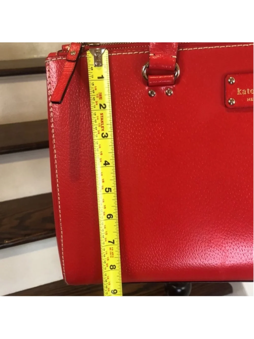 KATE SPADE Large Red Leather Tote Briefcase Shoulder Bag with Three Sections